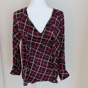 Women's Black and Pink Checkered TopO